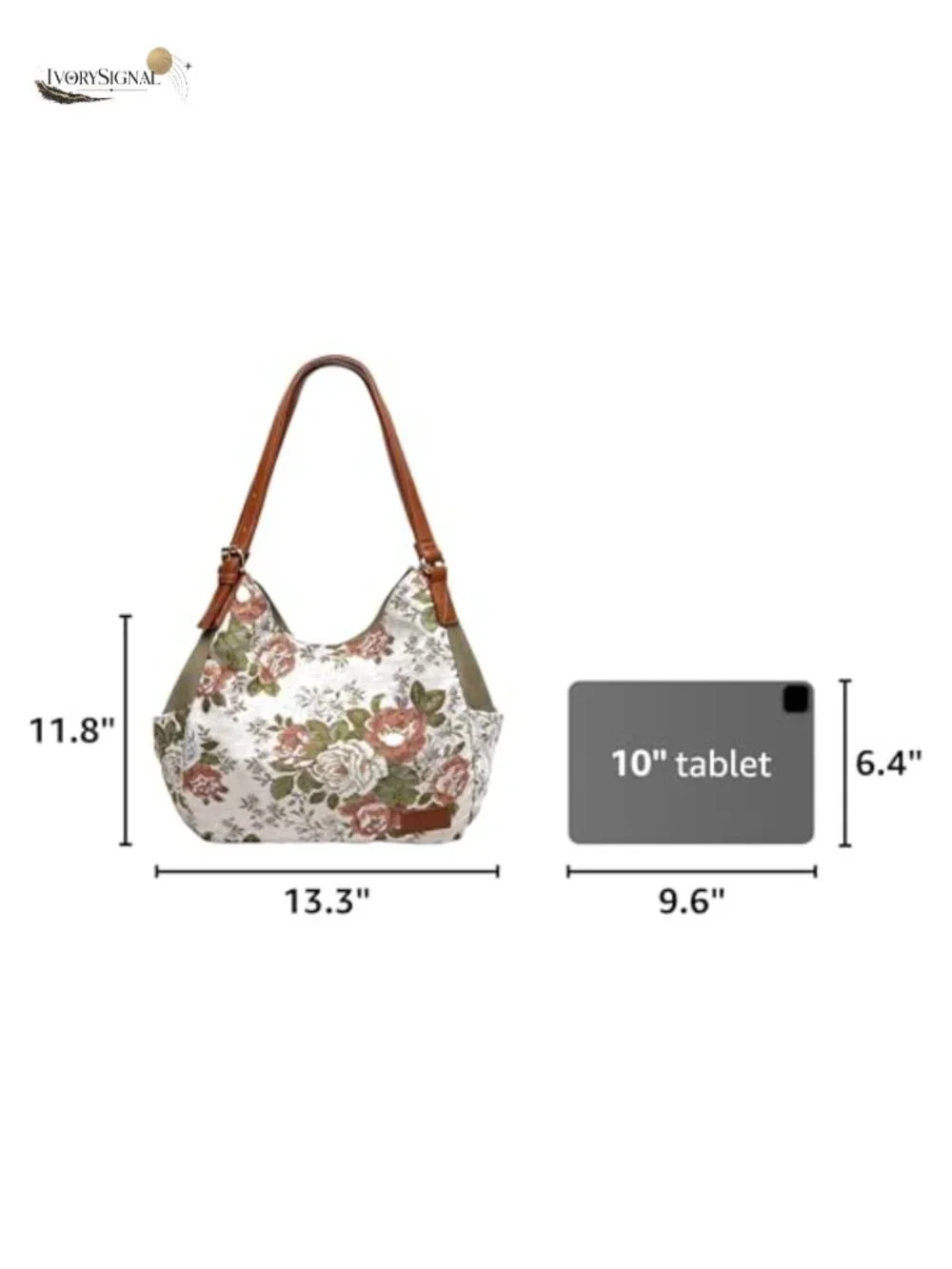 Canvas Hobo Purse with Multi Pockets, Embroidery Ethnic Design, Top Handle